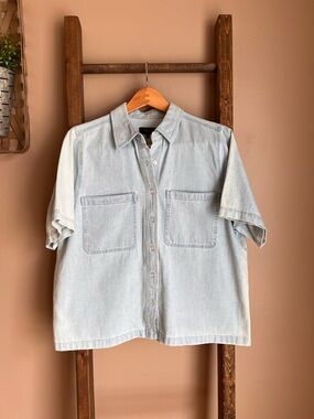Quince Short-Sleeve Boxy Denim Shirt